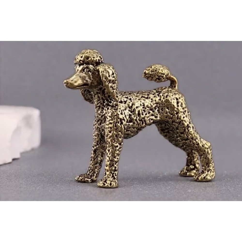 Brass Poodle Figurine Unisex OS Gold Excellent Textured Brass Miniature
